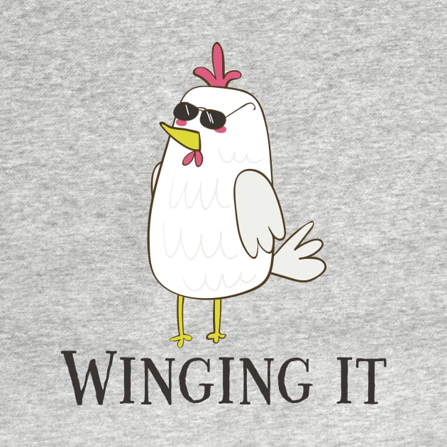 Winging It, Cool Funny Chicken by Dreamy Panda Designs